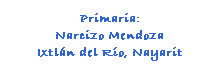 Cuadro de texto: Primaria:
Narcizo Mendoza
Ixtln del Ro, Nayarit
